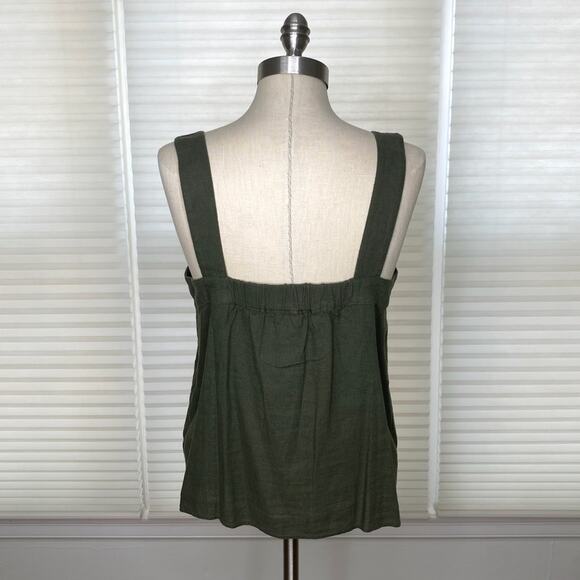 J.Crew olive green linen tank top, sleeveless top with buttons, NWT, size M - Picture 3 of 7